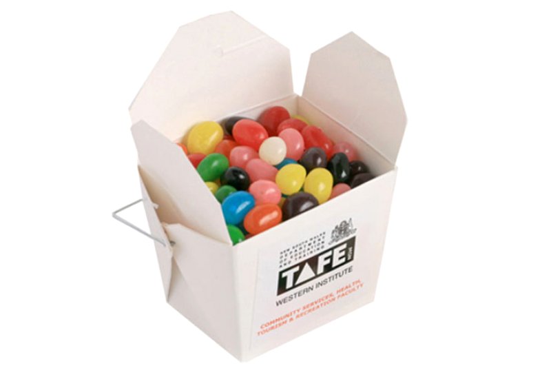 White Cardboard Noodle Box with Jelly Beans