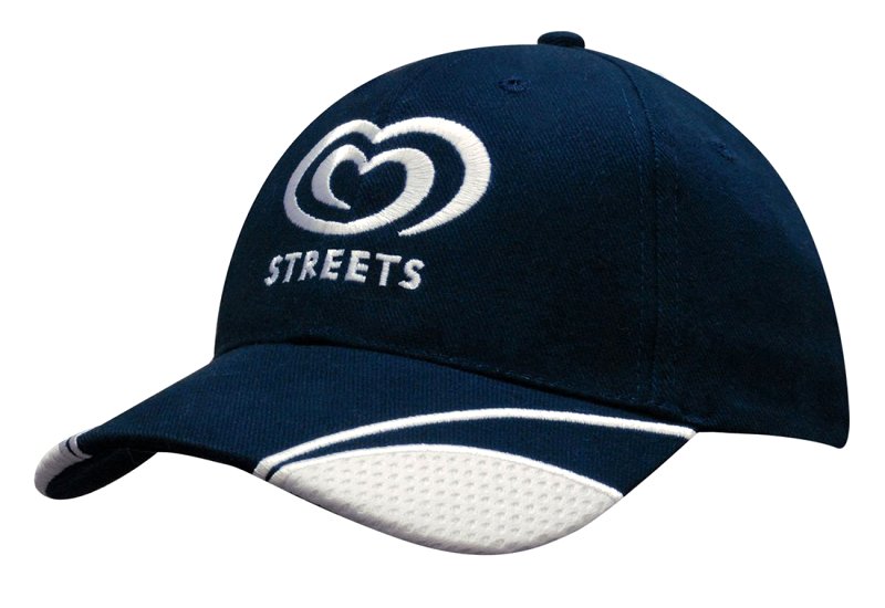 Brushed Heavy Cotton Cap With Peak Mesh Inserts