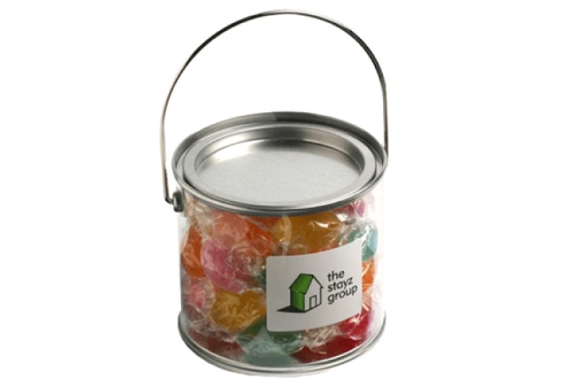 Medium PVC Bucket filled with Twist Wrapped Boiled Lollies 300G