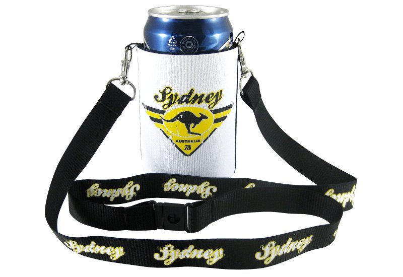 Foldable Can Cooler with Lanyard