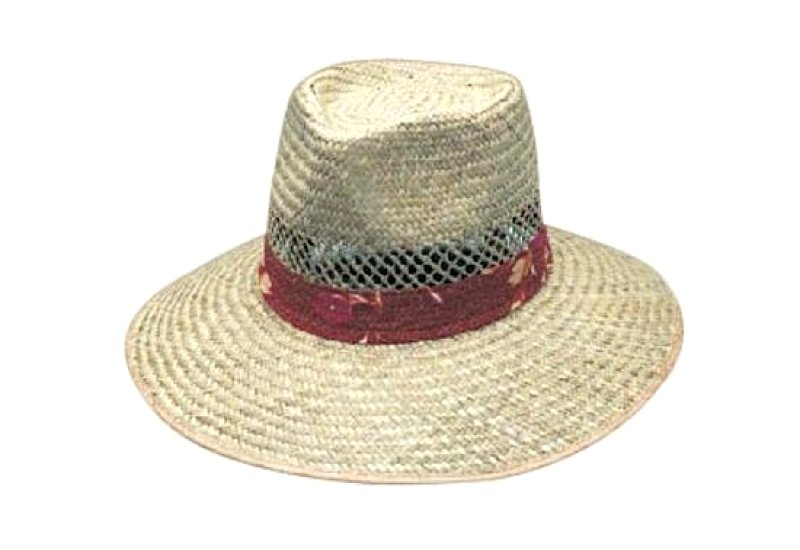 Natural Straw hat with green under 