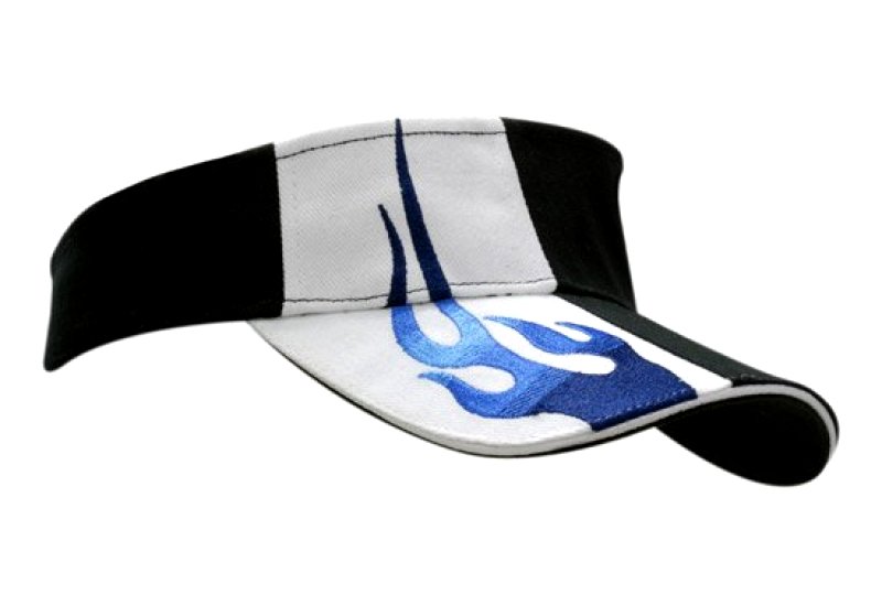 Brushed Heavy Cotton Visor with Sandwich Trim & Flame Embroidery on Crown &