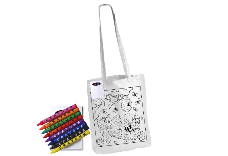 Colouring Long Handle Cotton Bag & Crayons  Image #1