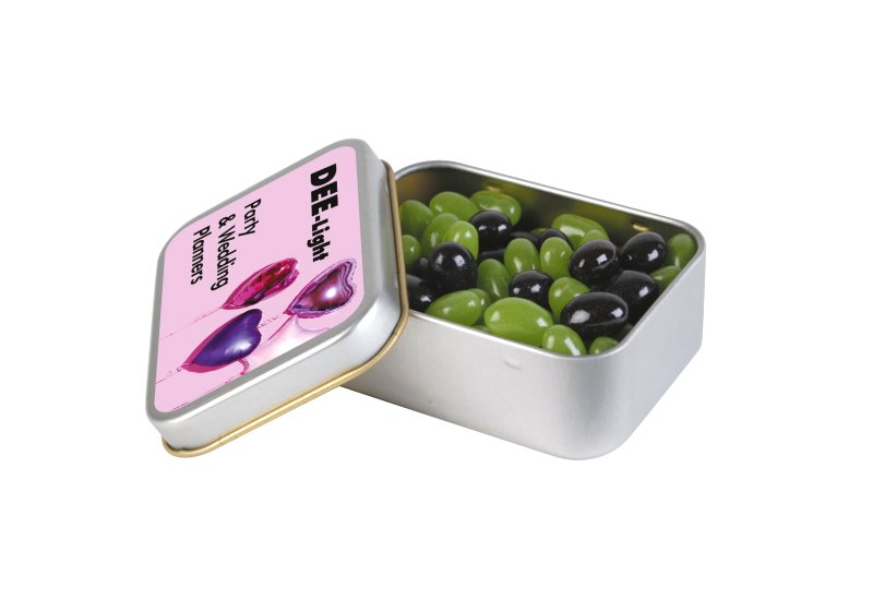Corporate Colour Mini Jelly Beans in Silver Rectangular Tin  Image #1