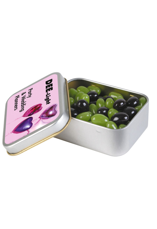 Corporate Colour Mini Jelly Beans in Silver Rectangular Tin  Image #1 