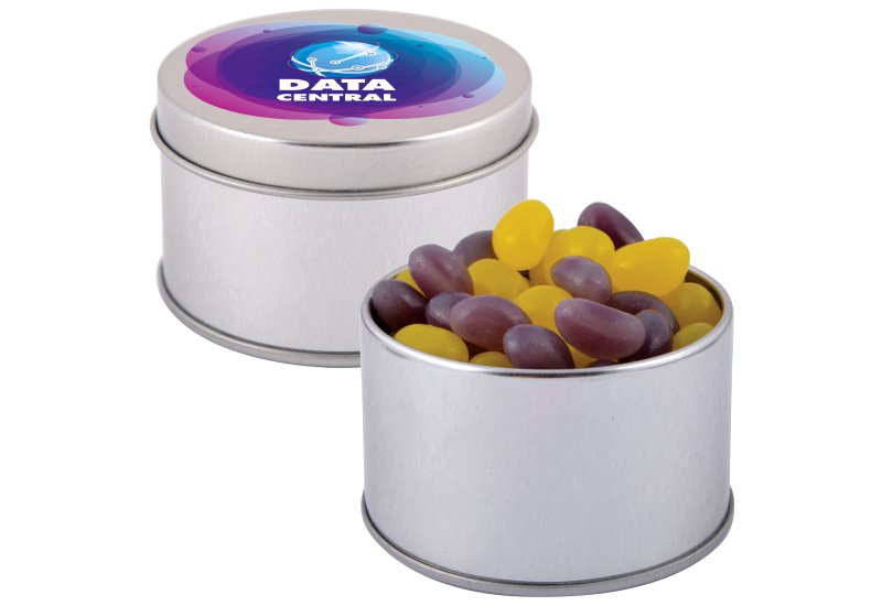 Corporate Colour Mini Jelly Beans in Silver Round Tin  Image #1