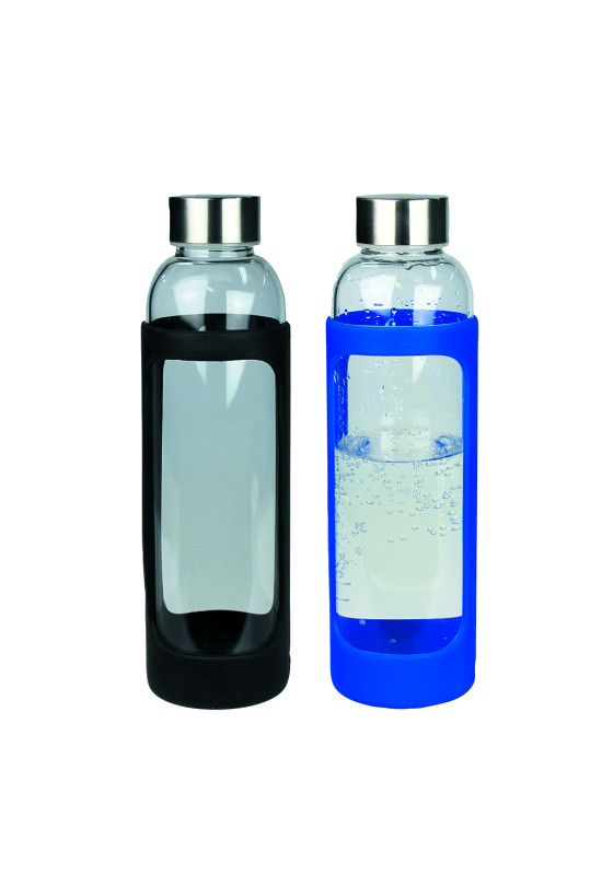 Sleeve Glass Drink Bottle with Stainless Steel Lid  Image #1 
